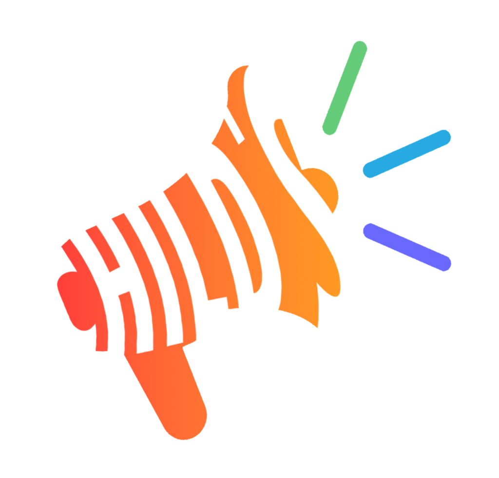 A colorful megaphone with the words "Centering the Child's Voice."