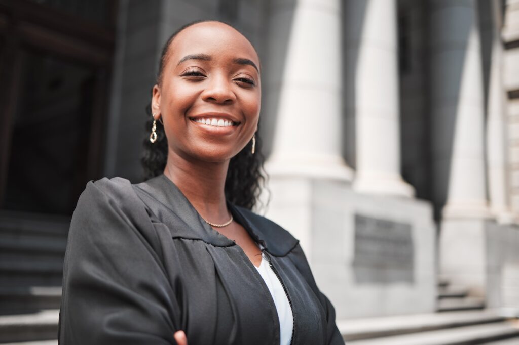 Lawyer in front of court